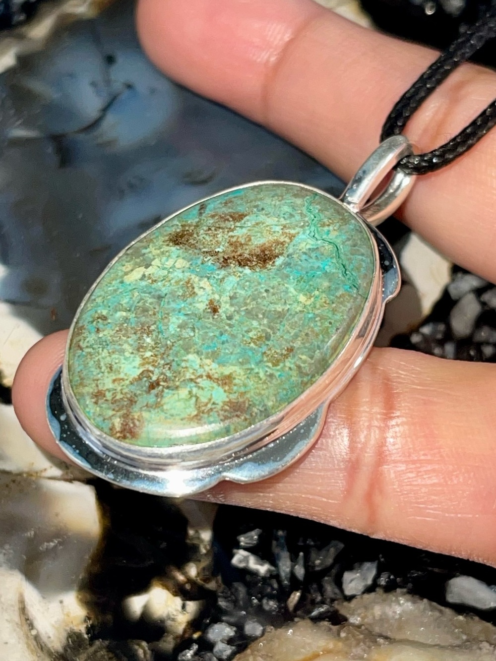 Chrysocolla- Shattuckite Crystal Pendant 2” - Picture 12 of 17